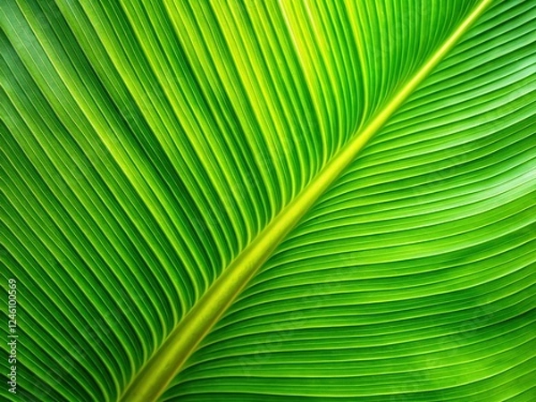 Fototapeta Lush Green Tropical Banana Leaf Close-Up Texture Background