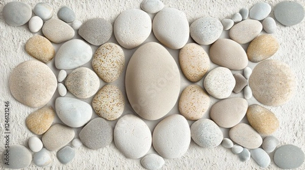 Fototapeta Serene Stone Arrangement: A Calming Composition of Beach Pebbles