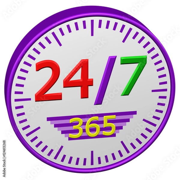 Obraz Concept: Opening hours sign. 3D rendering.