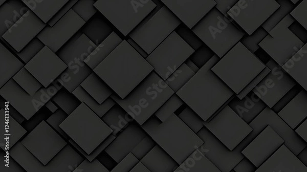 Fototapeta Abstract Dark Background with Overlapping Geometric Shapes and Tiles