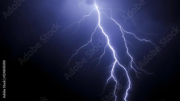 Fototapeta Flash of lightning on dark background, banner design. Thunderstorm. Generative AI