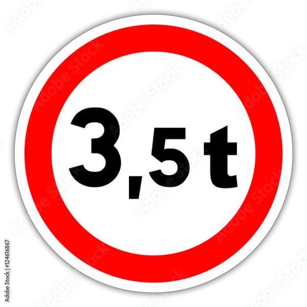 Fototapeta Panneau routier en France : accès interdit pour limitation de poids de 3.5t