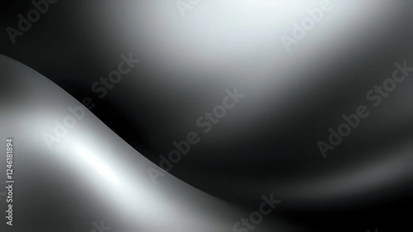 Fototapeta Abstract image of smooth, flowing metallic curves in shades of black and silver, creating a sleek and modern aesthetic.