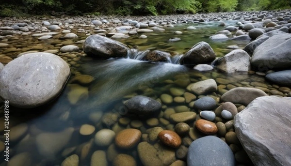 Obraz Clear Mountain Stream with Rippling Water