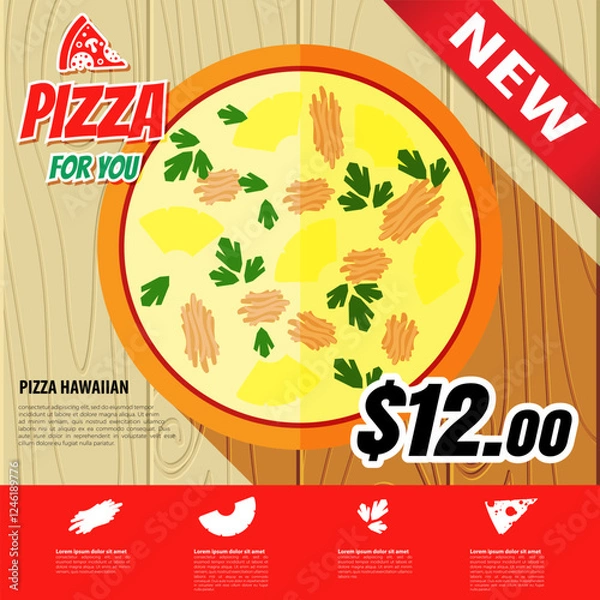 Obraz Vector pizza menu design