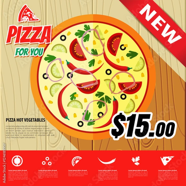 Obraz Vector pizza menu design