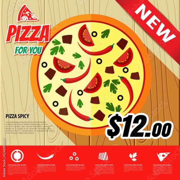 Obraz Vector pizza menu design
