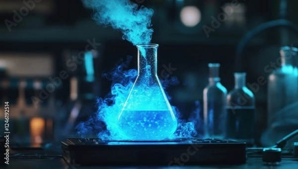 Obraz Ethereal Blue Alchemy: A Mystical Laboratory Scene