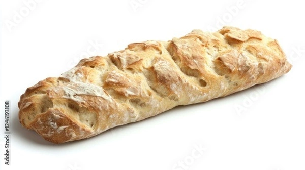 Fototapeta Artisan rustic ciabatta loaf bakery food photography indoor setting close-up airy texture and flavor