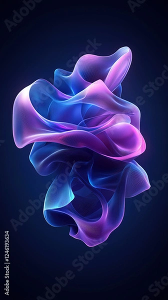 Fototapeta Liquid shapes abstract holographic 3D wavy background with colorful fluid design and flowing smooth motion effects.
