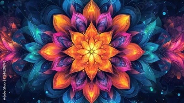 Fototapeta Vibrant Abstract Floral Mandala Design