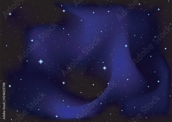 Fototapeta Beautiful handwritten cosmic vector background with stars and constellations in space
