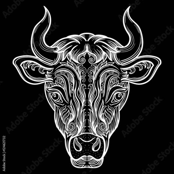 Fototapeta Bull with decorative pattern ellement.