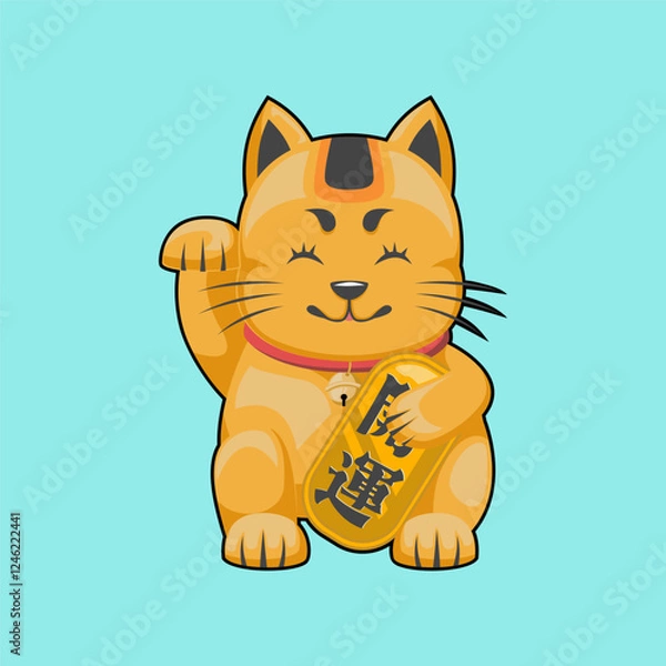 Obraz Maneki neko Japanese drawing illustration 