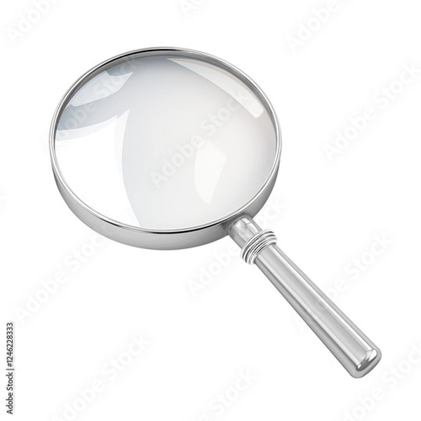 Fototapeta Sleek Silver Magnifying Glass with Precise Optics and Reflective Surface. isolated on transparent background.