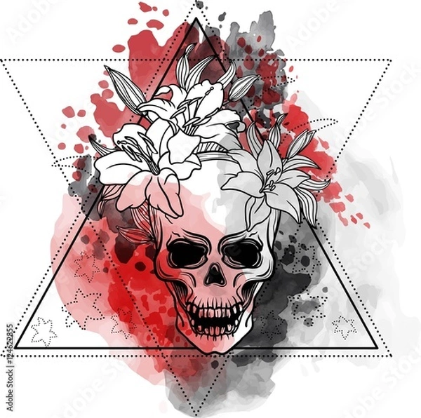 Obraz Trash skull with blood splatter