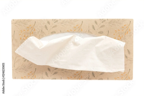 Fototapeta Top view of a tissue box on a white background