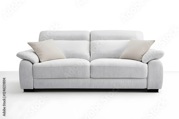 Fototapeta White comfortable sofa mock up isolated on white background