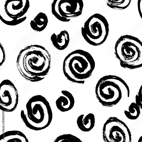 Fototapeta Spiral seamless pattern. Hand drawn artistic ink circles. 