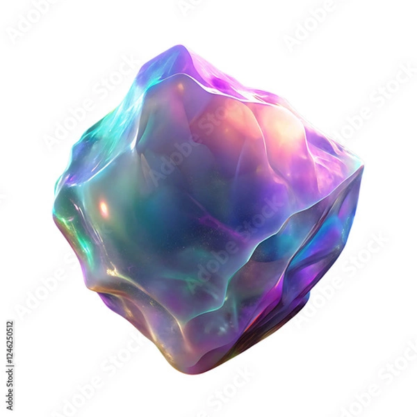 Fototapeta Multicolored 3D render crystal isolated on a transparent background.