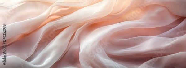 Fototapeta Elegant Fabric Waves in Soft Pastel Shades,
Gentle Flowing Textile in Light Tones