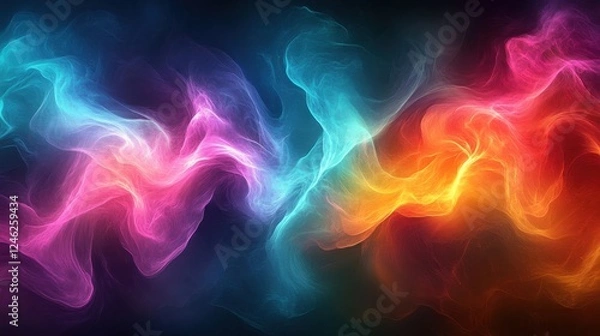 Fototapeta Abstract Colorful Energy Waves on Dark Background