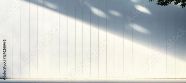 Fototapeta White Wooden Wall Texture With Light And Shadow, Abstract Background, Exterior Design.