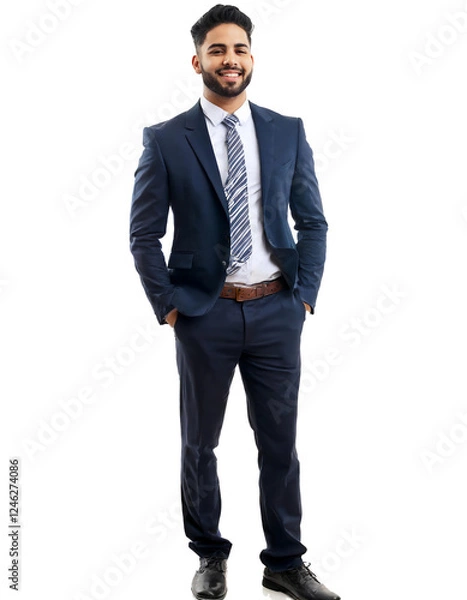 Fototapeta Generative AI. Portrait of only one Man White Background. created by AI.