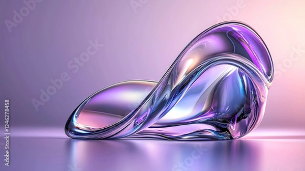 Fototapeta Liquid shapes abstract holographic 3D wavy background with colorful fluid design and flowing smooth motion effects.
