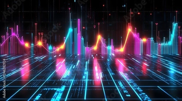 Fototapeta Sleek Upward Business Trend Line Glowing Under a Professional s Precise Guidance Driving Continuous Growth and Achieving Remarkable Success