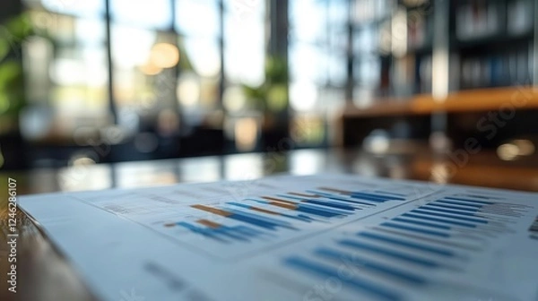 Fototapeta Business growth plan, close-up of financial charts and graphs on a desk