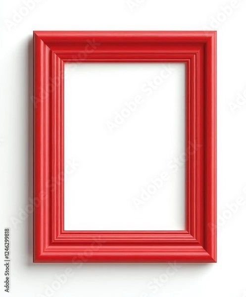 Fototapeta Red frame mockup, isolated white background