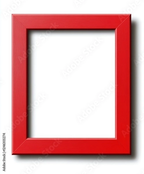 Fototapeta Red square frame, isolated, white background, mockup, design