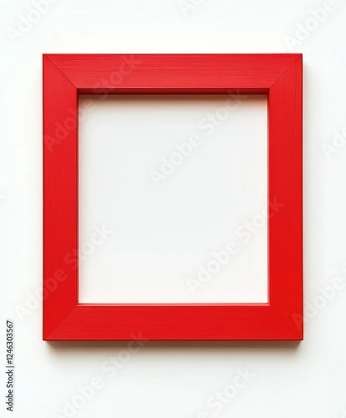 Fototapeta Red square frame mockup, white background