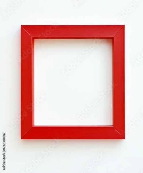 Fototapeta Red square frame on white, mockup, blank