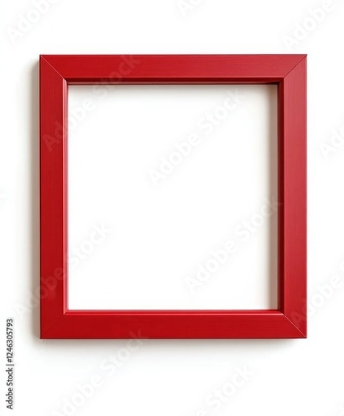 Fototapeta Red square frame on white, mockup studio