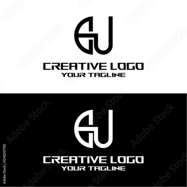 Obraz creative letter logo eu design vector