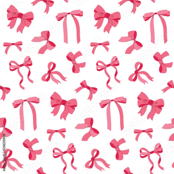 Fototapeta Vector seamless pattern with ribbon bow