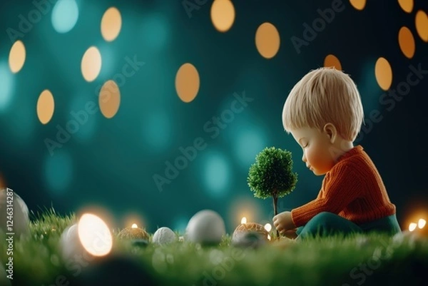 Fototapeta Eco-Friendly Living for Kids Promoting Sustainability at Home with Green Practices Zero Waste and Recycling Concepts