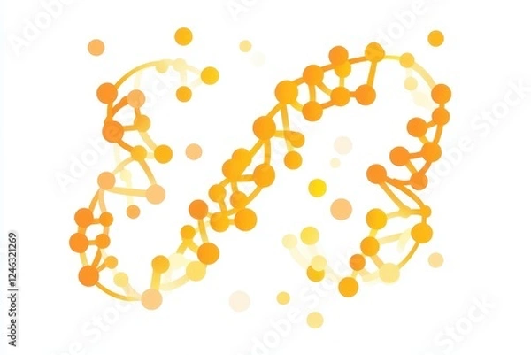 Fototapeta Abstract Representation of DNA Helix with Orange and Yellow Colors