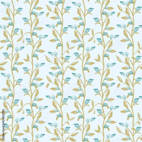 Obraz Floral abstract seamless pattern. Pastel botanical background. Plant natural design for wallpaper, textile, stationery.