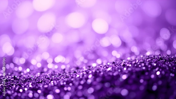 Obraz Shiny purple glitter, closeup. Halloween background, bokeh effect. Generative AI