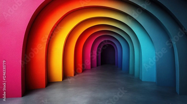 Fototapeta Rainbow backgrounds with curved arches transitioning seamlessly between vibrant shades
