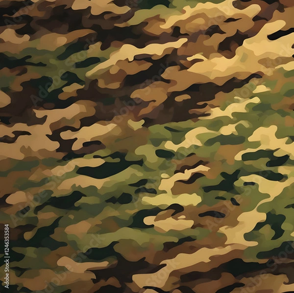 Fototapeta camouflage, blurred background, khaki brown, protective pattern, modern design for uniform