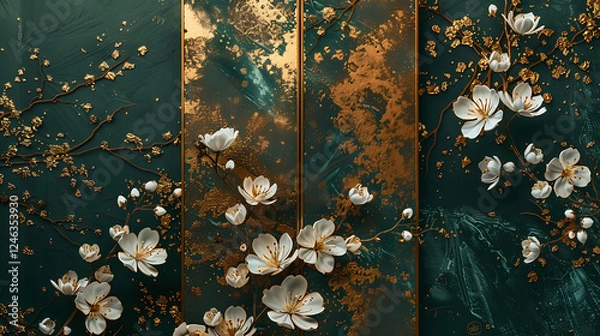 Obraz new year card with Japanese patterns	