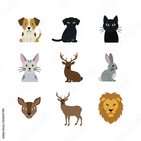 Fototapeta cute animals icons collection set vector design illustrations