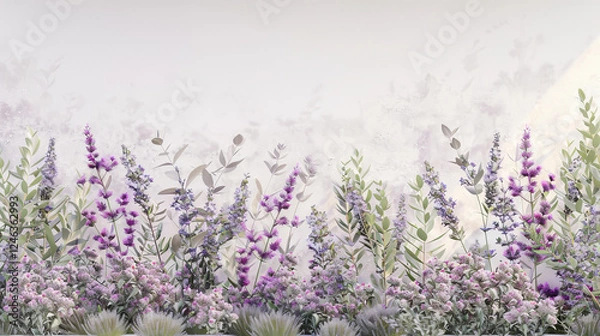Obraz border frame with lavender springs and herbs