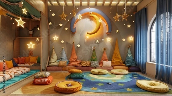 Obraz Colorful Ramadan-Themed Child's Room with Star Decorations