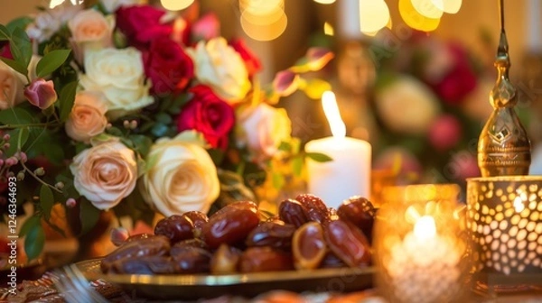 Obraz Elegant Ramadan Table Centerpiece with Decorative Elements