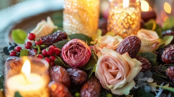 Obraz Elegant Ramadan Table Centerpiece with Decorative Elements